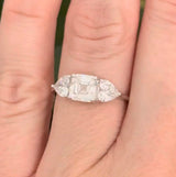 White gold asscher and heart shape lab diamond ring