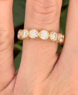 Yellow gold bezel set 2ct lab diamond 3/4 eternity band