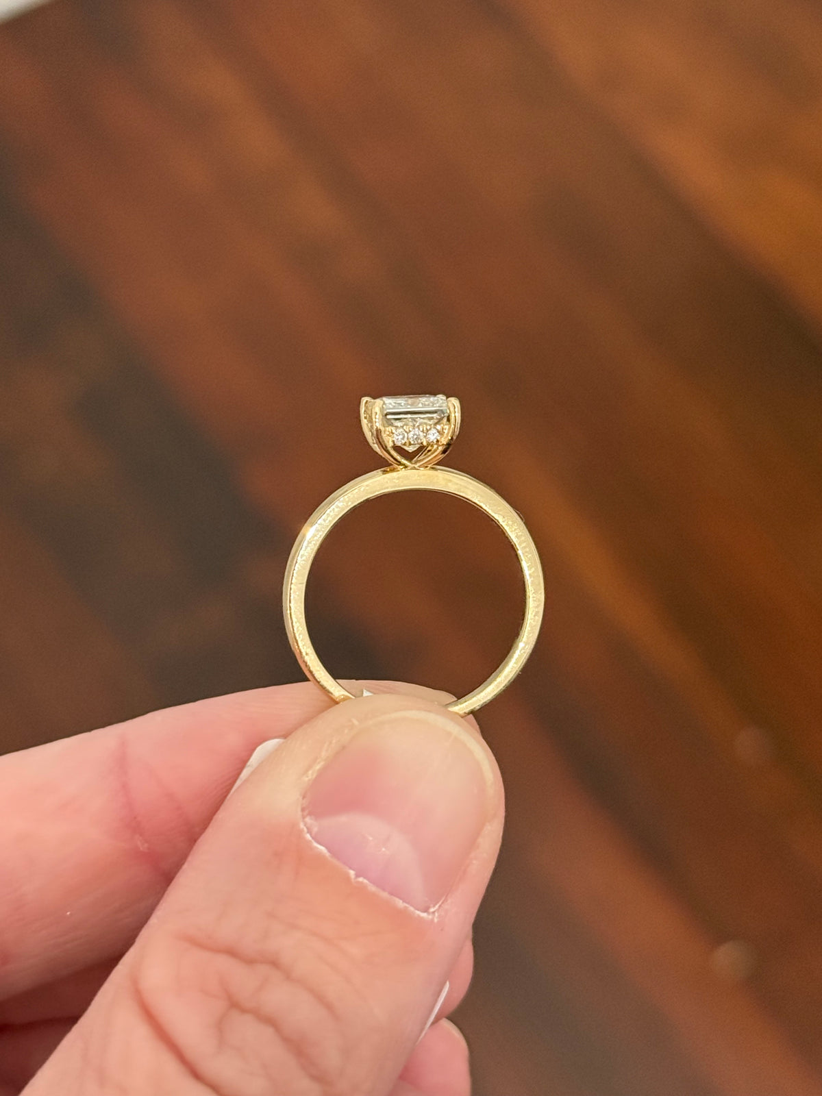 IGI certified princess cut lab diamond ring. Center stone is 1.15cts