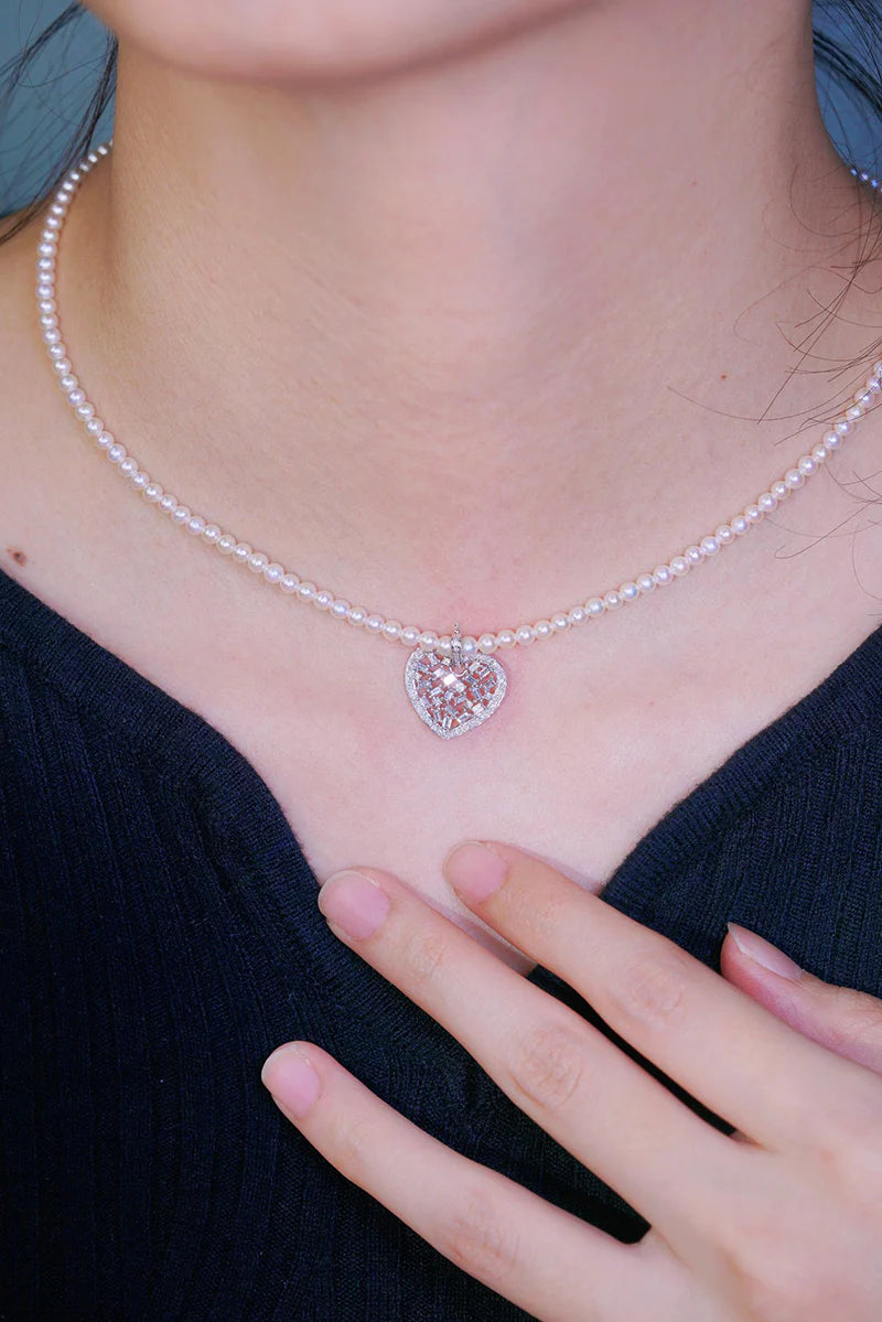 18K White Gold Real Natural Diamond Pendant Necklace for Women