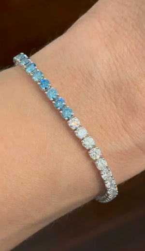 7.81 ct Blue and White Lab Diamond Tennis bracelet