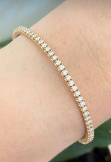Yellow gold 2ct natural diamond round flex bracelet