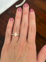 White gold marquise pink lab diamond and round white lab diamond ring