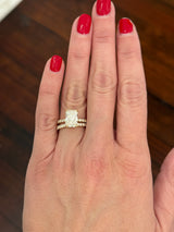 Yellow gold radiant lab diamond ring. Center stone is IGI certified and 3.0cts E VS1