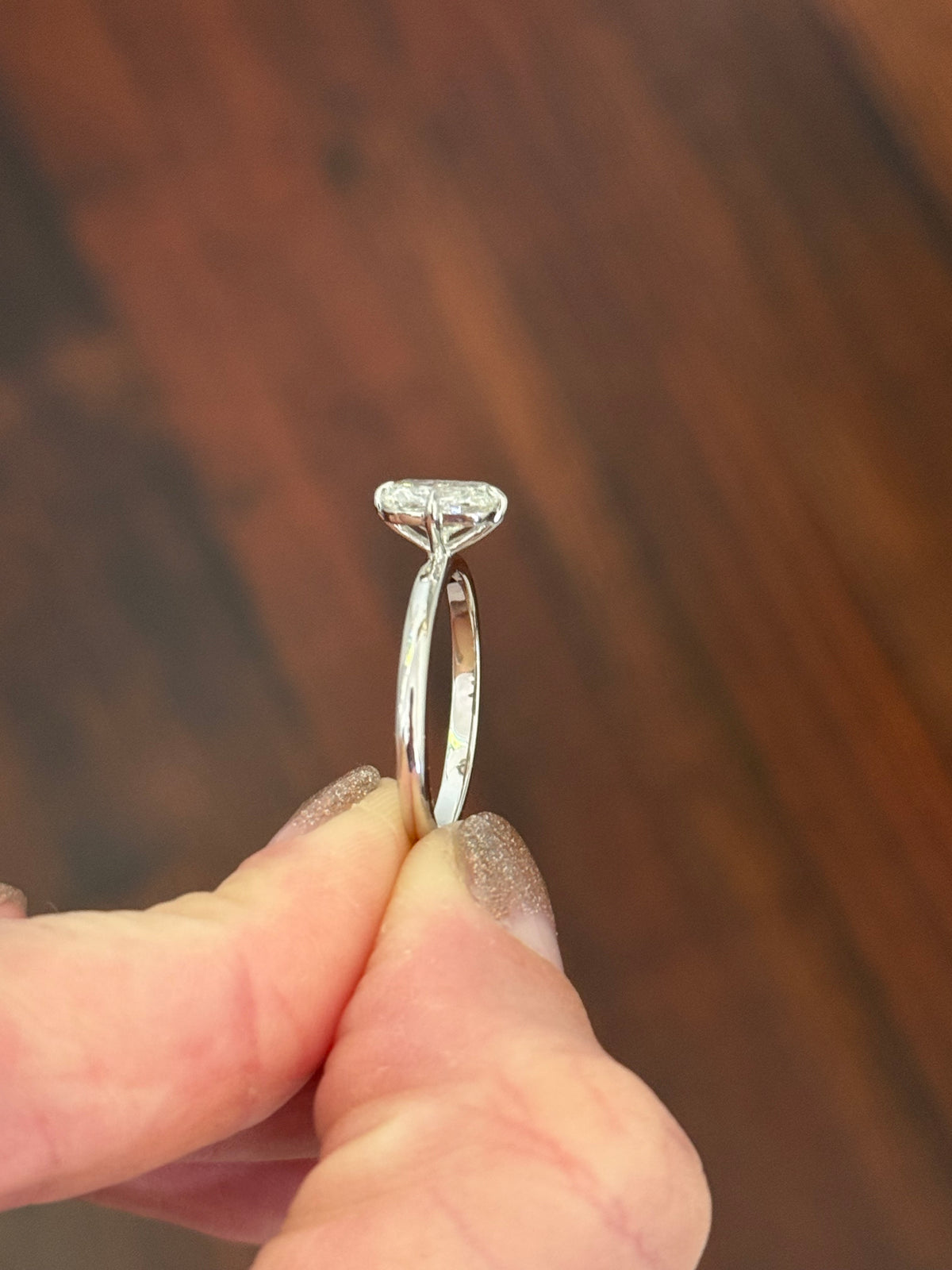 White gold 1.25ct cushion cut lab diamond ring