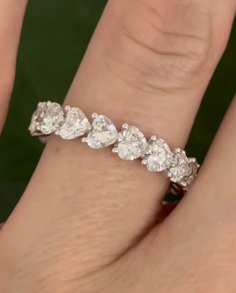 White gold 4.47ct heart shape lab diamond eternity band