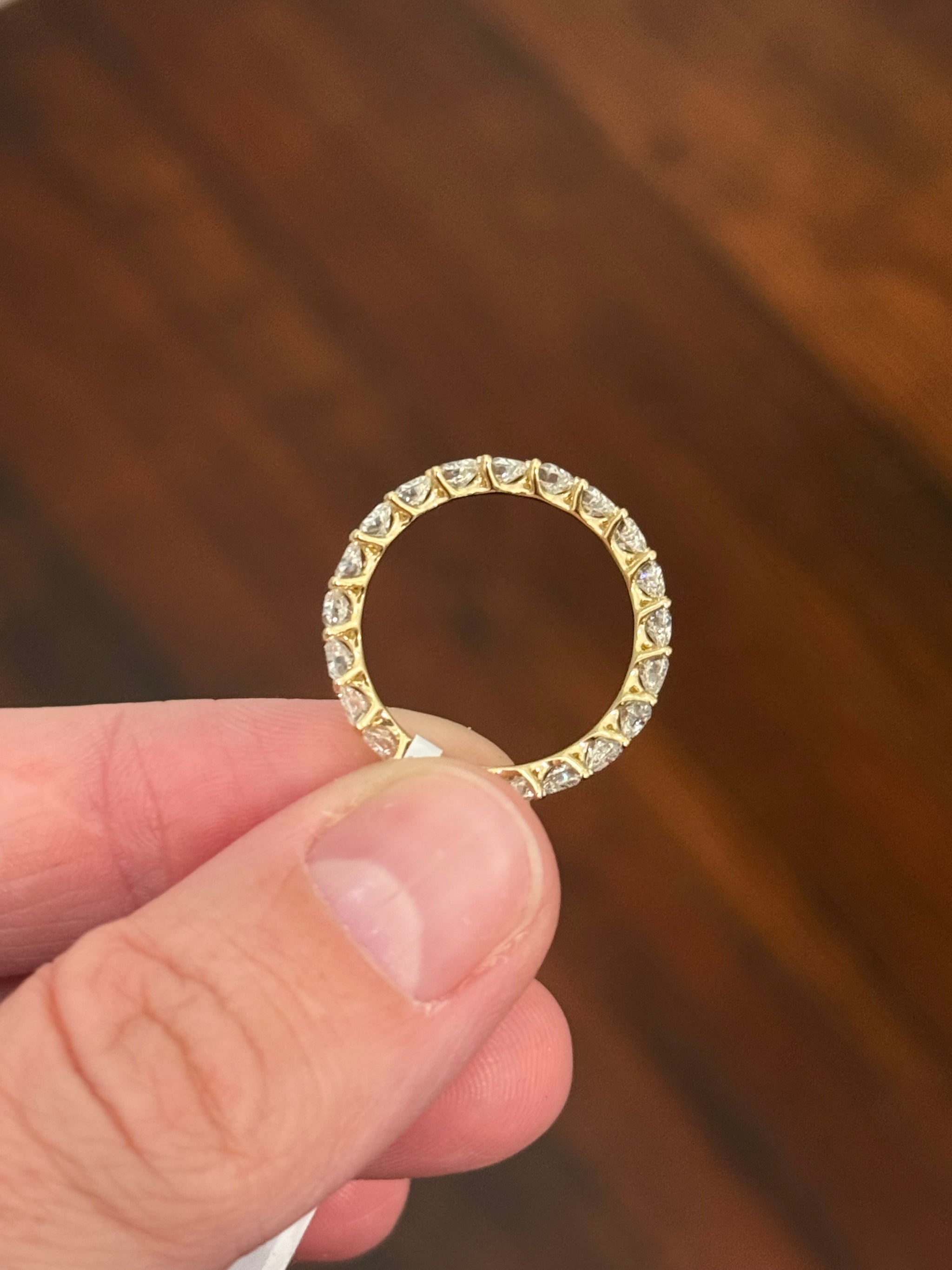 Yellow gold 2.33ct heart shaped lab diamond eternity band