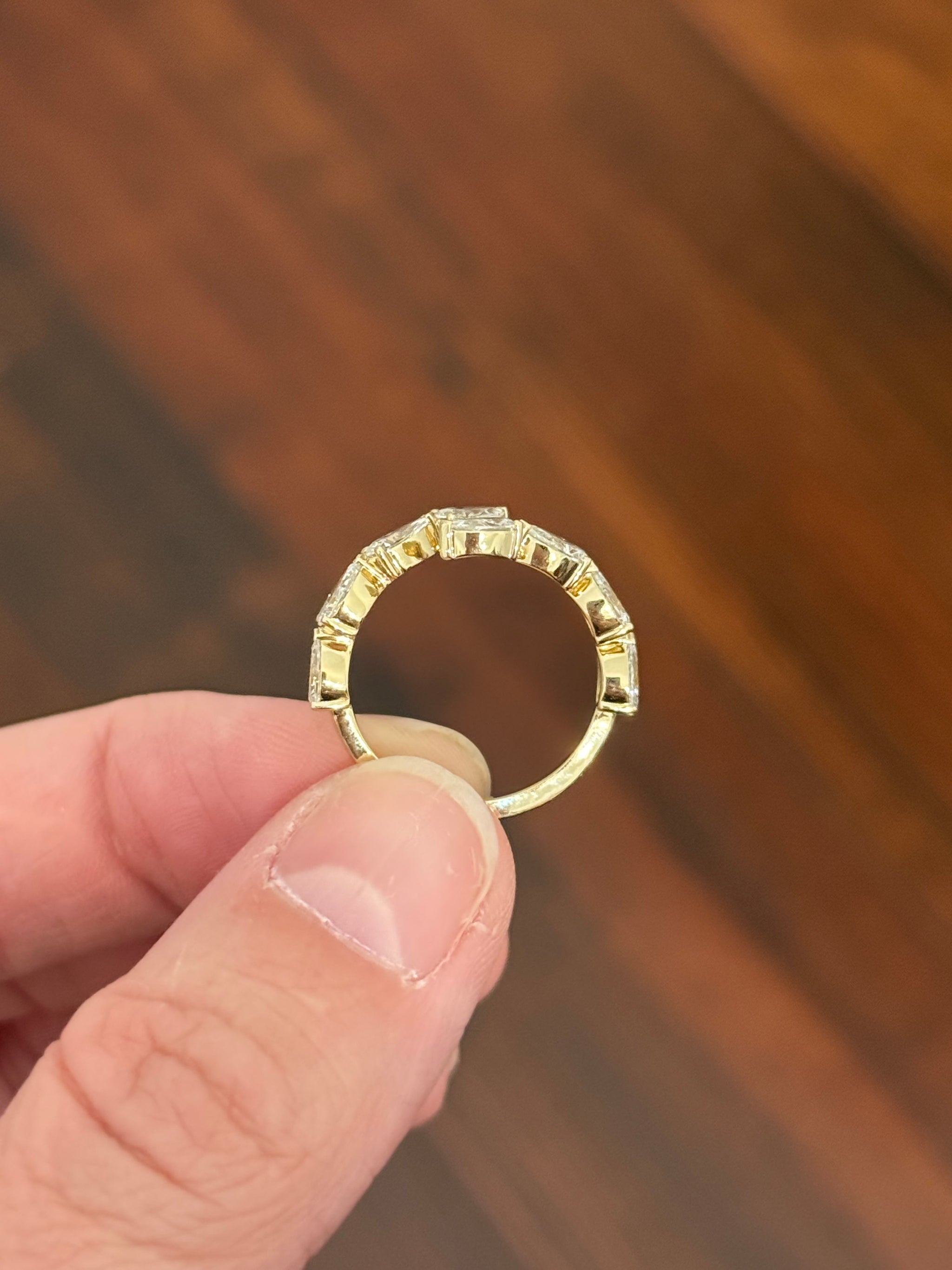 Yellow gold pear shape lab diamond bypass ring