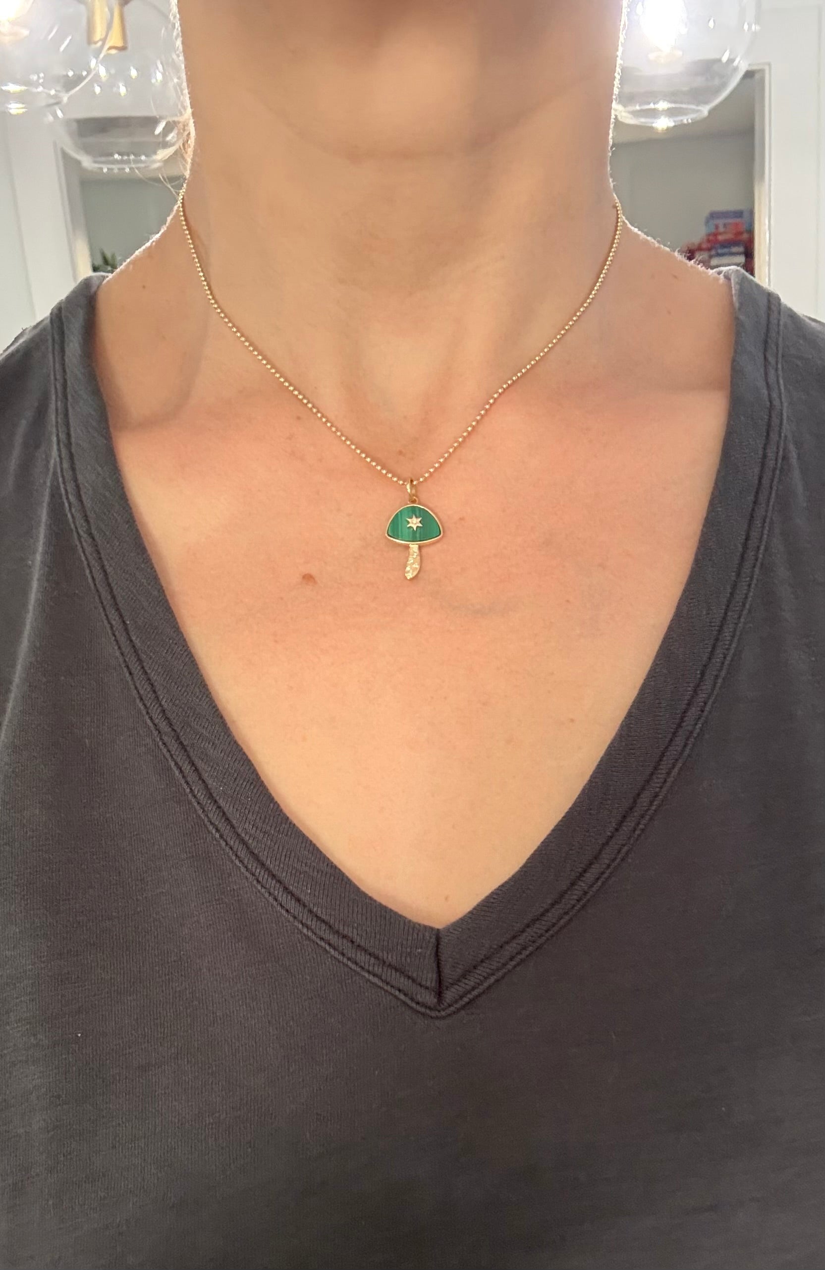 Yellow gold natural diamond mushroom pendants