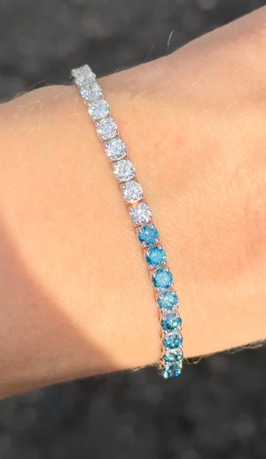 7.82 ct Blue and White Lab Diamond tennis bracelet