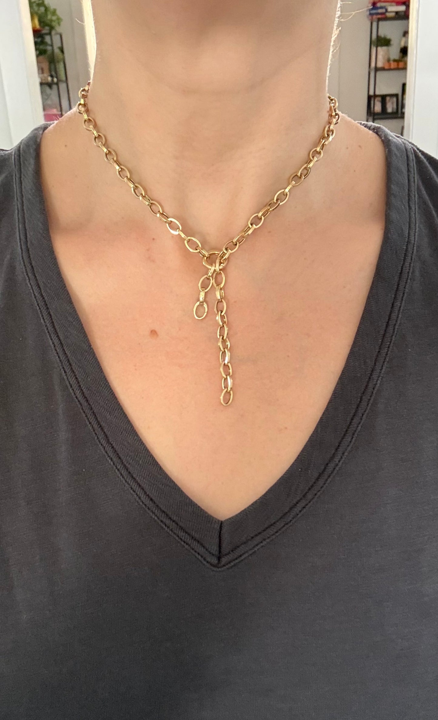 15g yellow gold lariat chain necklace