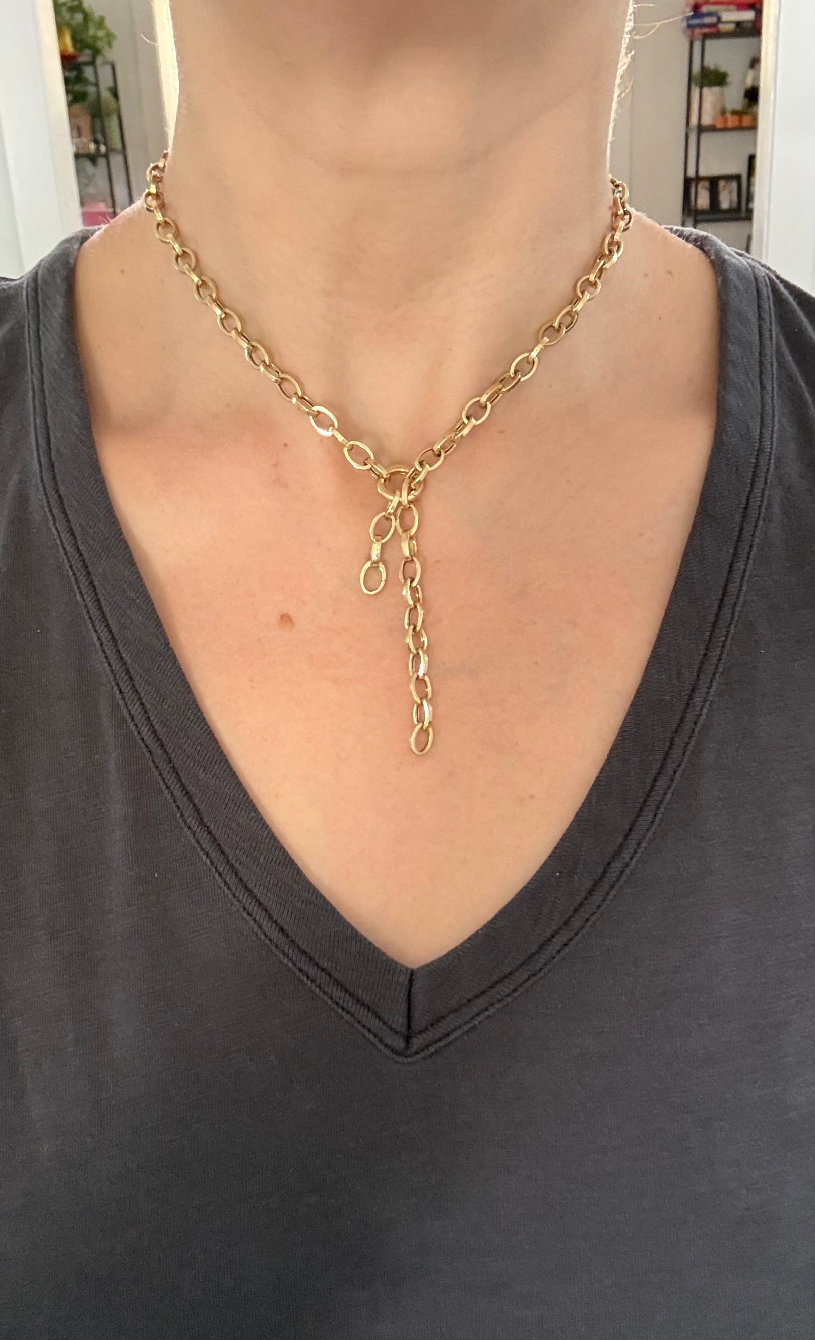 15g yellow gold lariat chain necklace