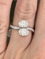 White gold oval and round lab diamond ring. Ovals are approximately 1ct each and 7.6x5mm