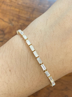 5.15 CT Lab 7 inches Yellow Emerald Bracelet