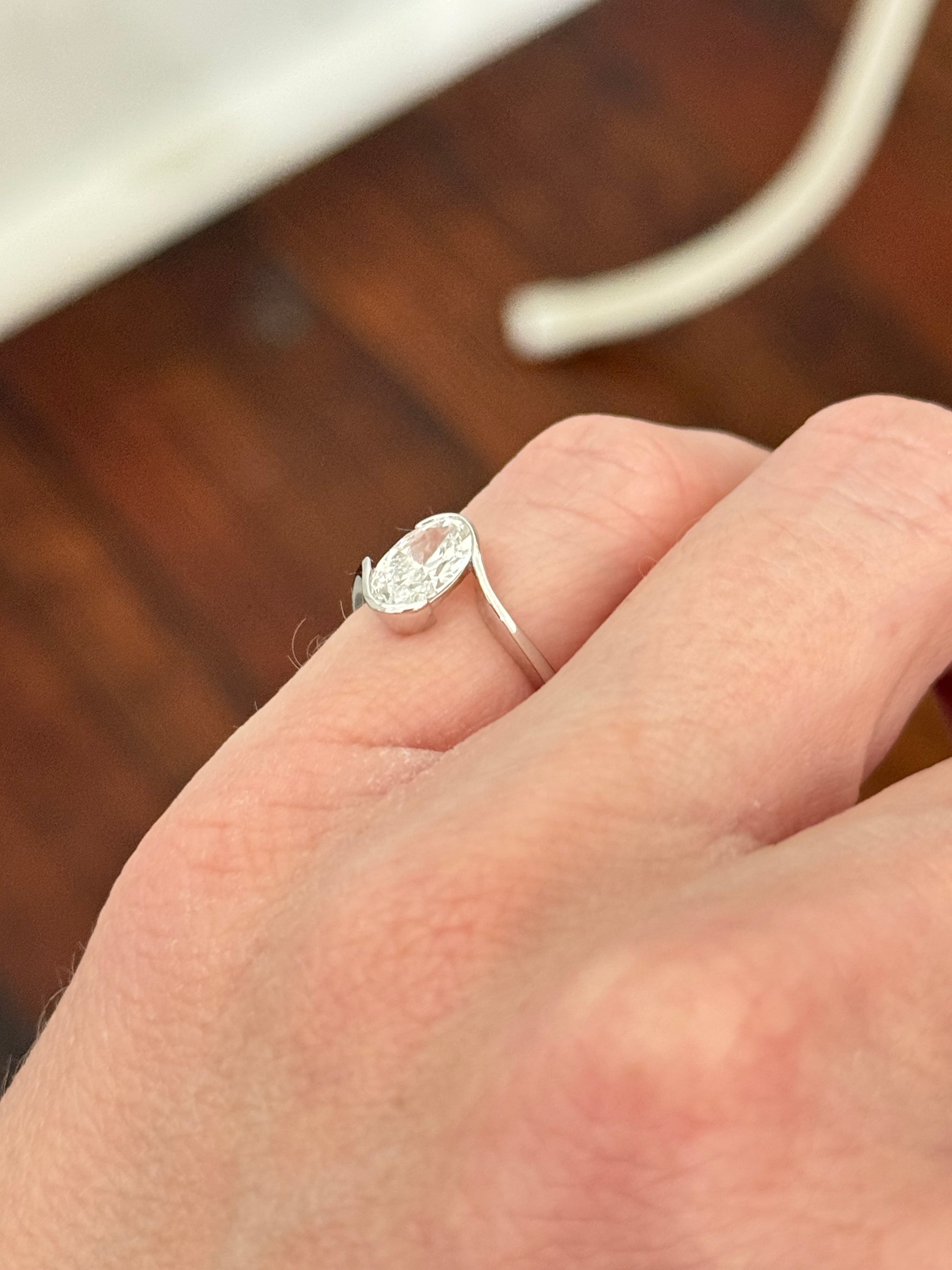 White gold IGI certified 1ct oval lab diamond ring