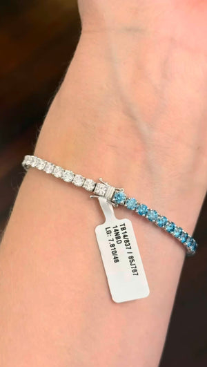 7.81 ct Blue and White Lab Diamond Tennis bracelet