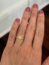 White gold heart shape yellow lab diamond and white lab diamond ring