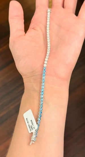 7.82 ct Blue and White Lab Diamond tennis bracelet