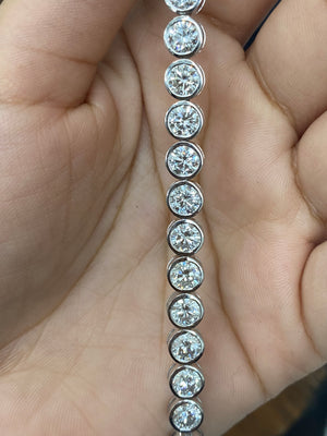 11.15CT 7 inches White Gold Tennis Bracelet Bezel