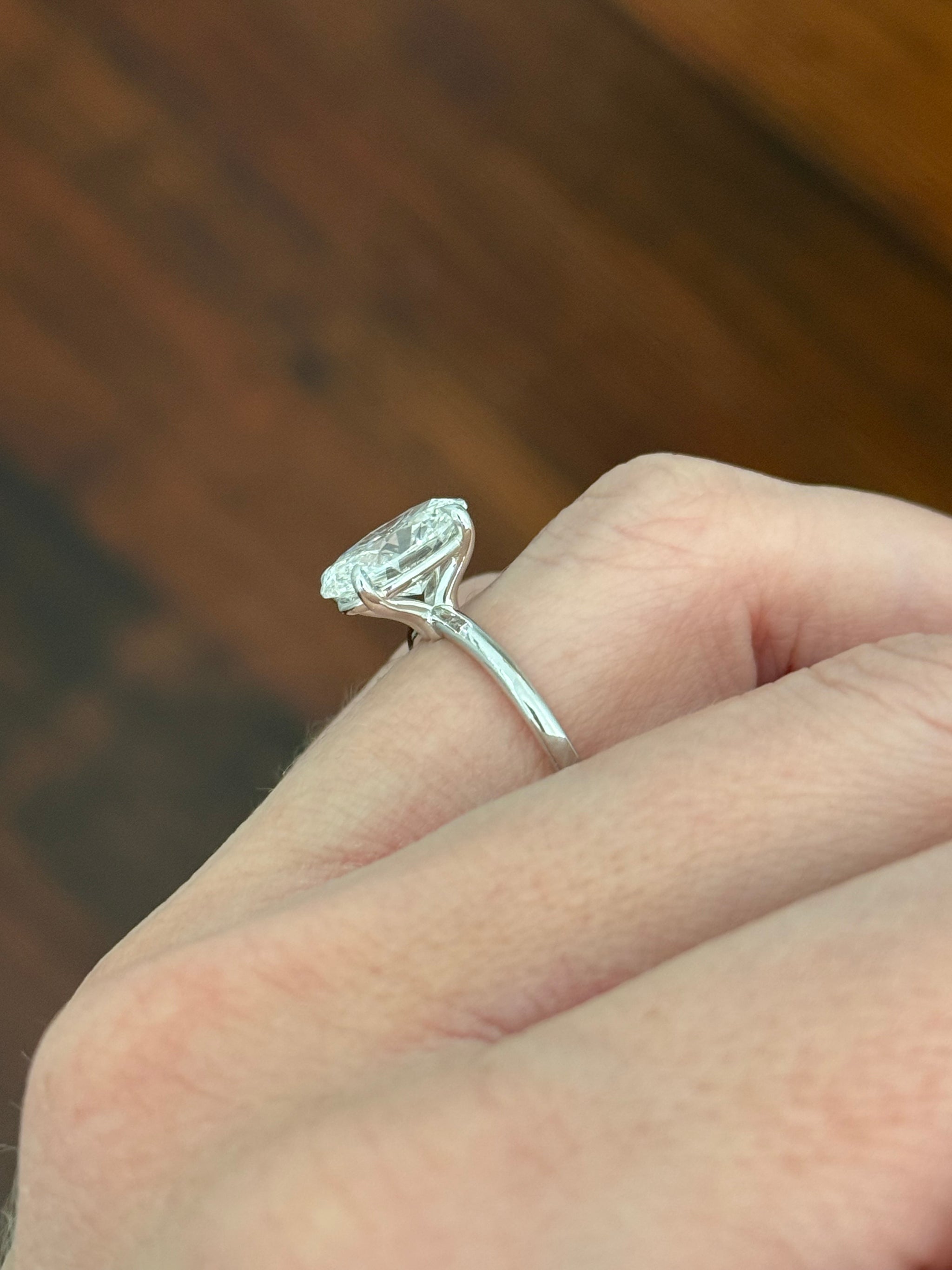 White gold IGI certified oval lab diamond ring