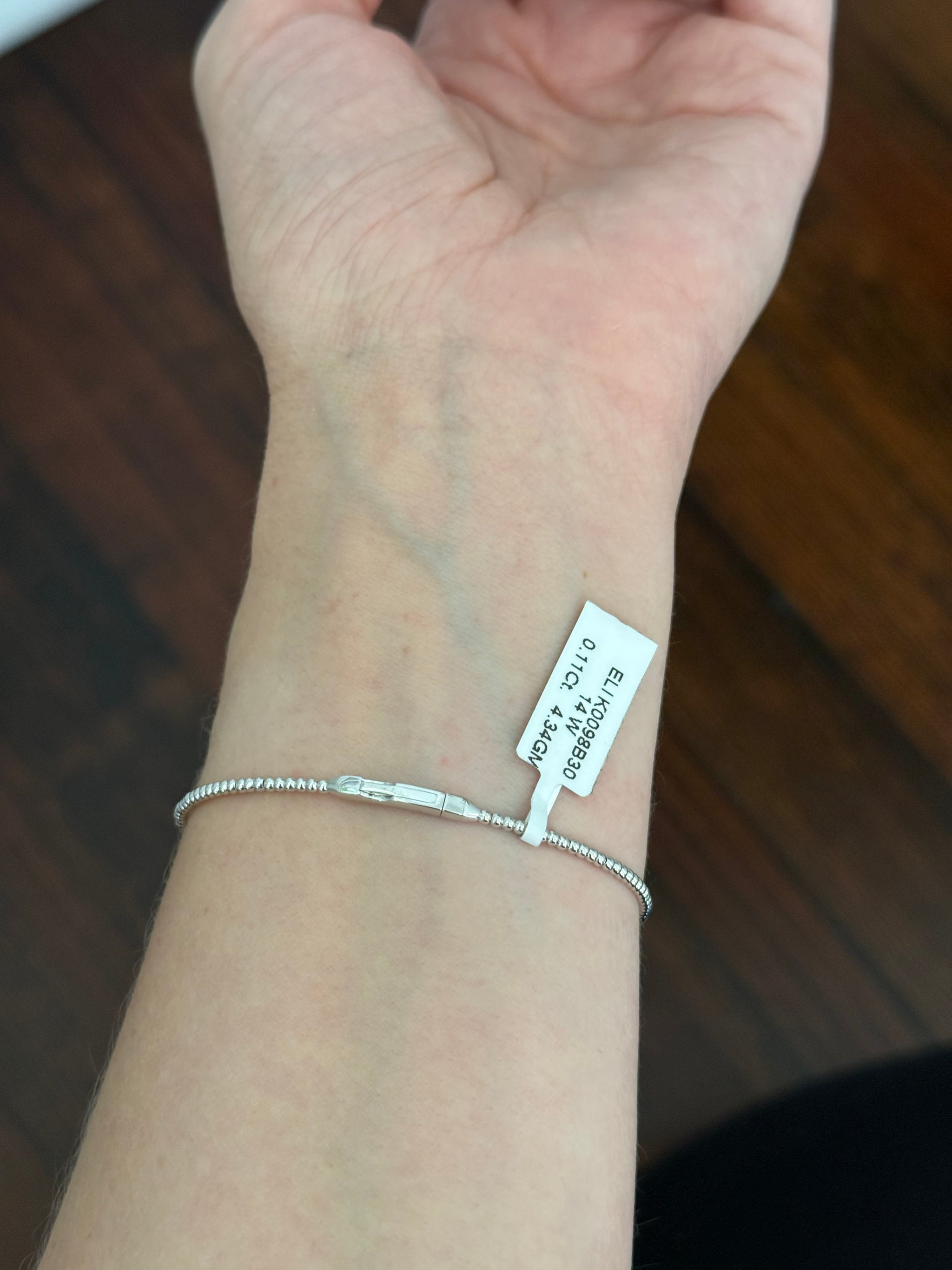 White gold natural diamond dangling cross flex bracelet