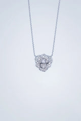 18K White Gold Real Natural Diamond Pendant Necklace for Women