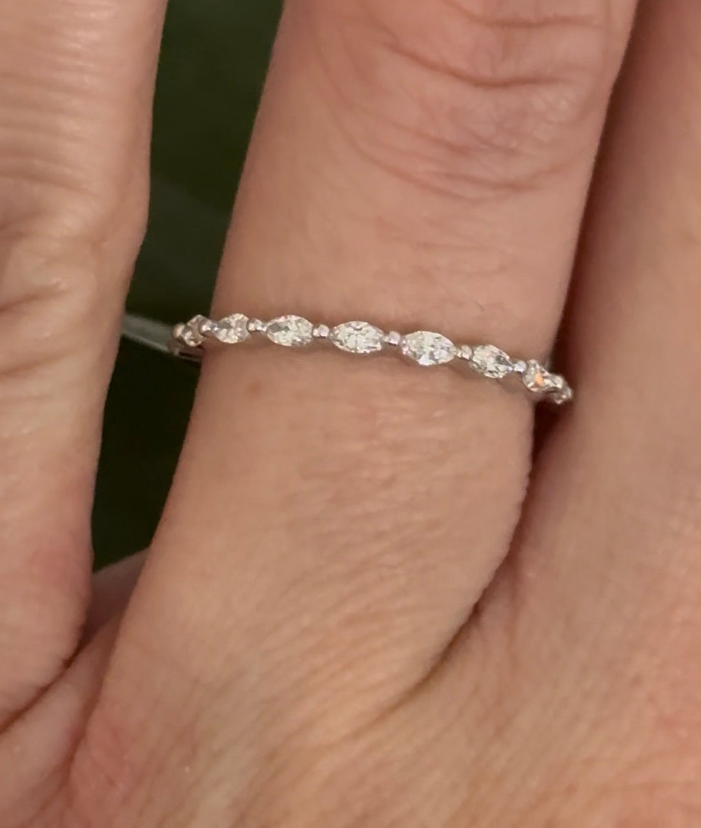 White gold 0.32ct marquise lab diamond band