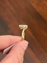 Yellow gold IGI certified 3.04ct cushion cut lab diamond ring