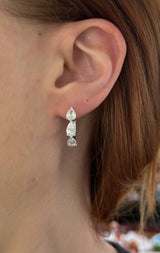 White gold 3.98ct pear shaped lab diamond hoops