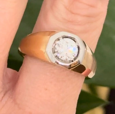 Men’s yellow and white gold 1ct lab diamond ring