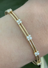 Yellow gold 0.72ct natural diamond flex bracelet