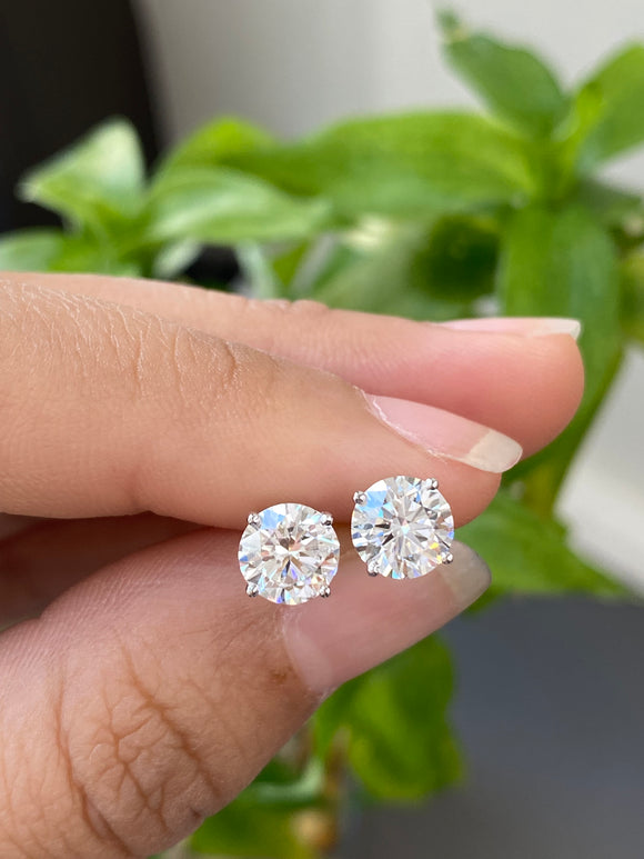 2ct +2ct lab diamond stud 14k white gold large pushback