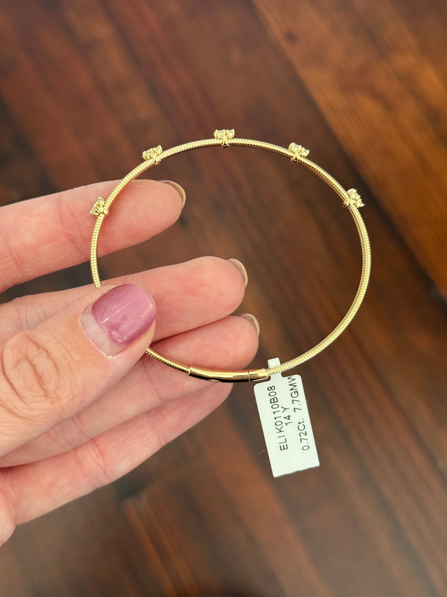 Yellow gold 0.72ct natural diamond flex bracelet