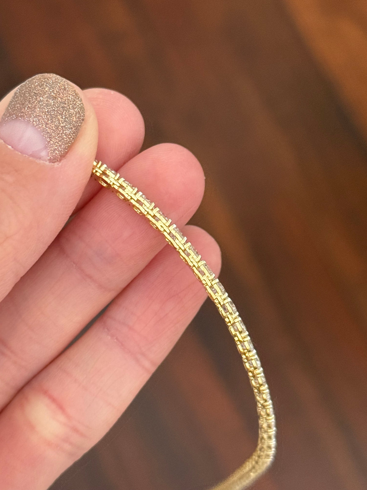 18” 4 prong yellow gold with white gold prongs 20ct lab diamond tennis necklace