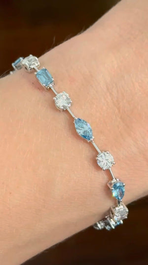 7.69 CTW White gold mixed shape bracelet