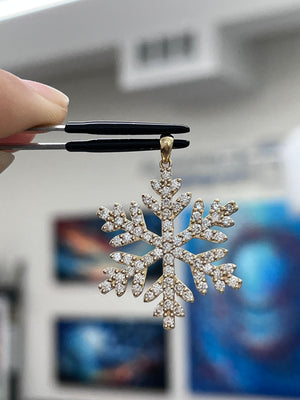 *Premade* 18k 1.77 CT Lab Yellow Snowflake Pendant
