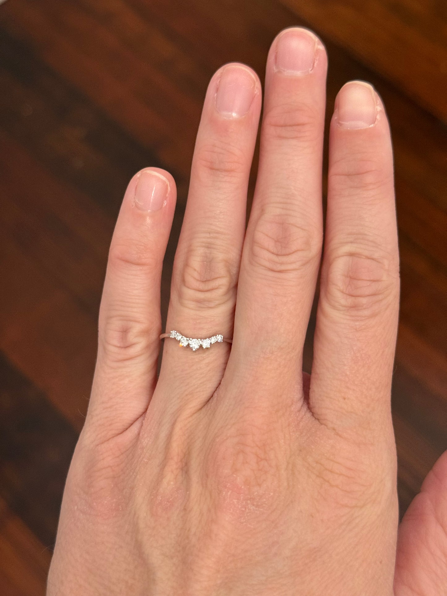 White gold lab diamond curved band