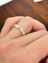 Yellow gold marquise and round lab diamond band