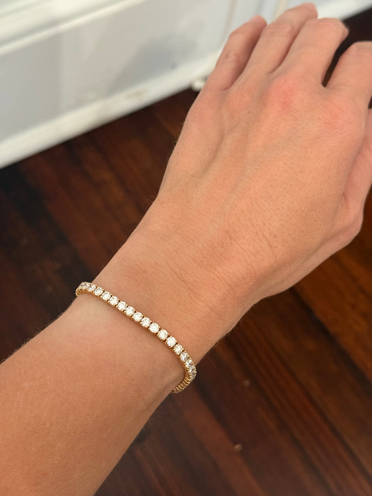 4 prong yellow gold 8.33ct lab diamond tennis bracelet