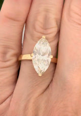 Yellow gold 5.09ct marquise lab diamond ring