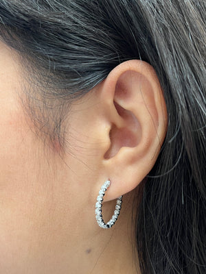14k 1.0 ctw White Hoop Earrings