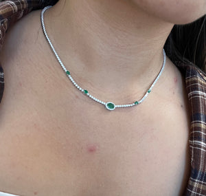 14k 6.5 ctw Emerald Diamond Necklace