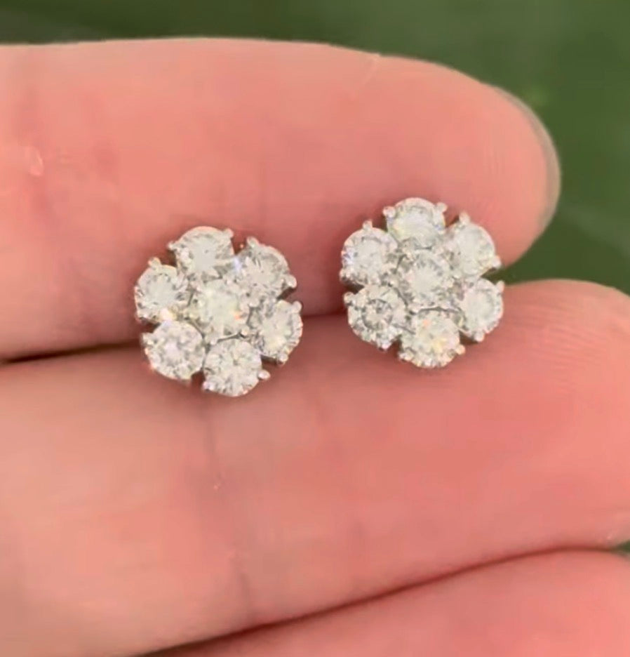 IGI certified white gold 1.34ct lab diamond earrings with push backs