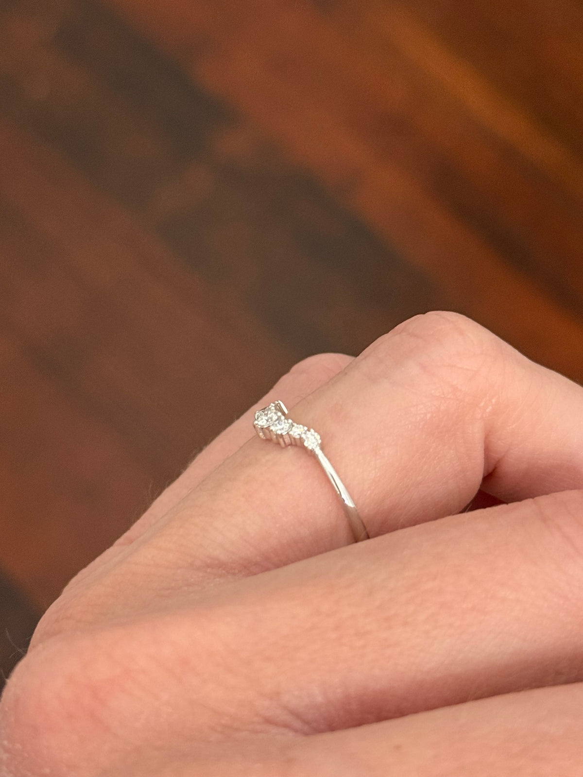 White gold lab diamond curved band
