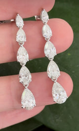 White gold 5.18ct graduated pear shaped lab diamond earrings