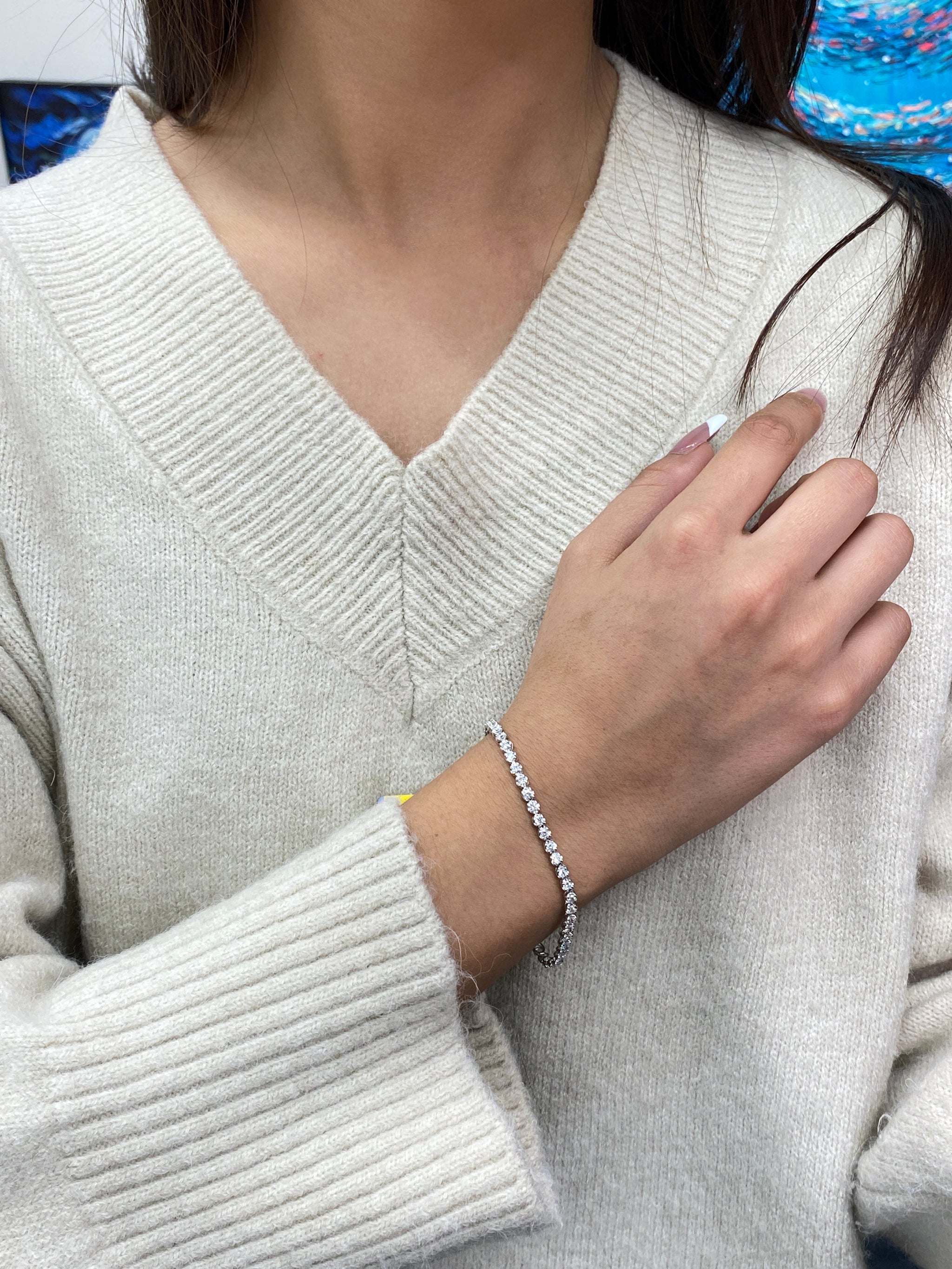 3.00CT Lab-Grown Diamond Sterling Silver Tennis Bracelet