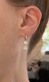 IGI certified dangling bezel set 2.68ct oval and round lab diamond and 10.2mm hoop earrings