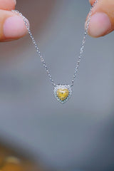 18K White Gold Real Natural Yellow Diamond Pendant Necklace for Women
