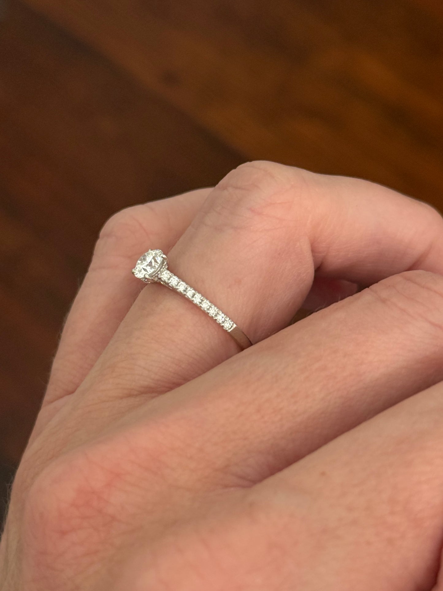 White gold 0.66ct lab diamond ring. Center stone is 0.51cts and measures 4.6mm