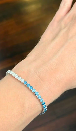 7.82 ct Blue and White Lab Diamond tennis bracelet